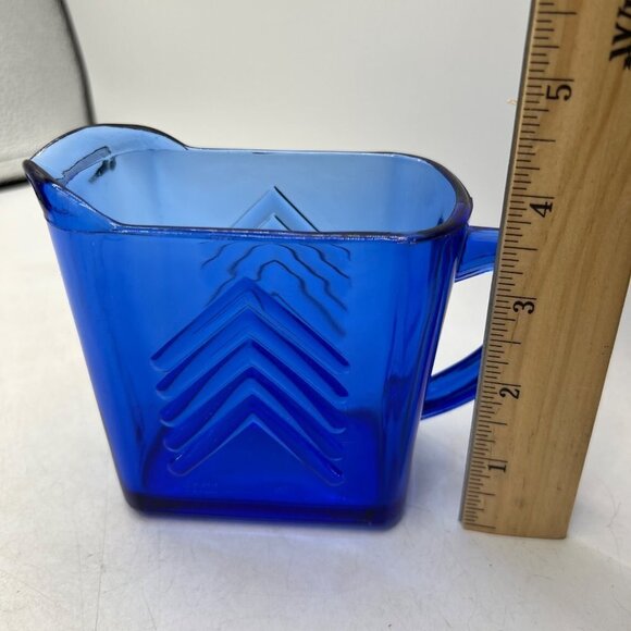 Hazel Atlas Art Deco Cobalt Blue Creamer - Picture 9 of 12